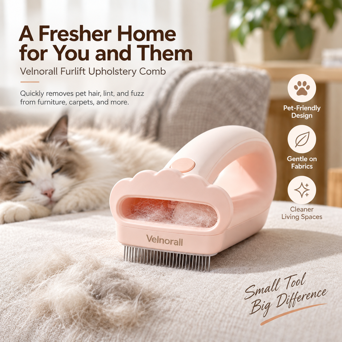 Velnorall™ FurLift Upholstery Comb