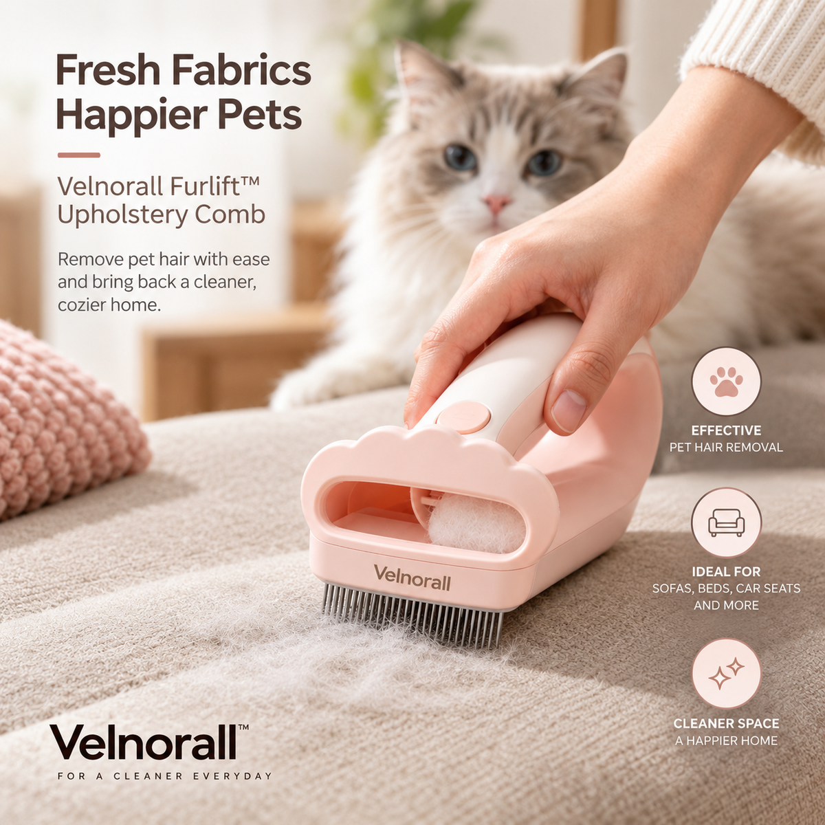 Velnorall™ FurLift Upholstery Comb