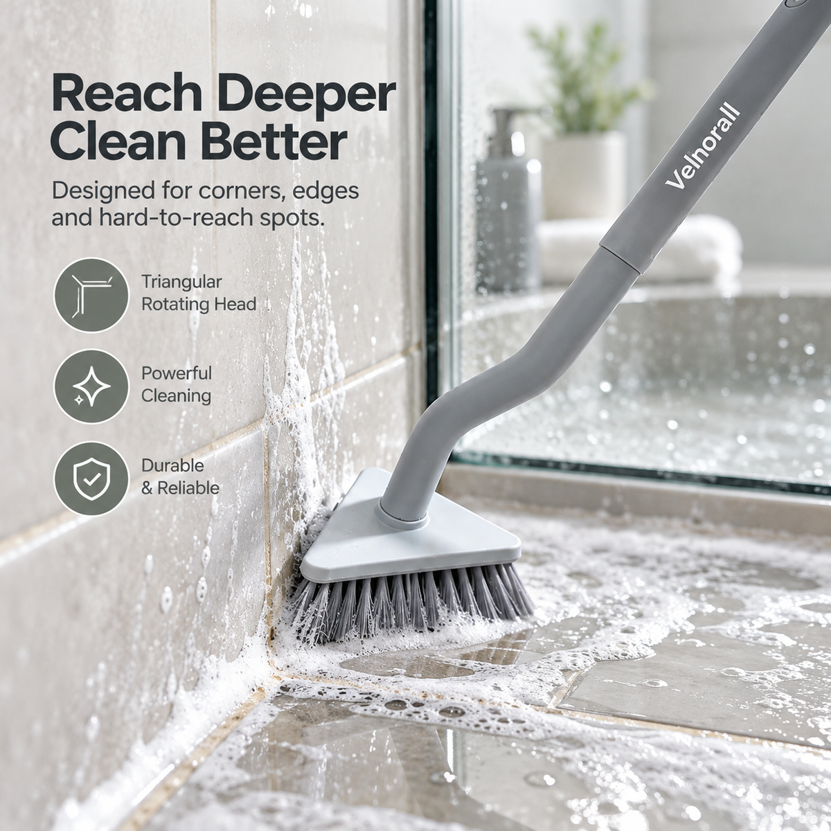 Velnorall™ TriPivot Corner Scrub Wand