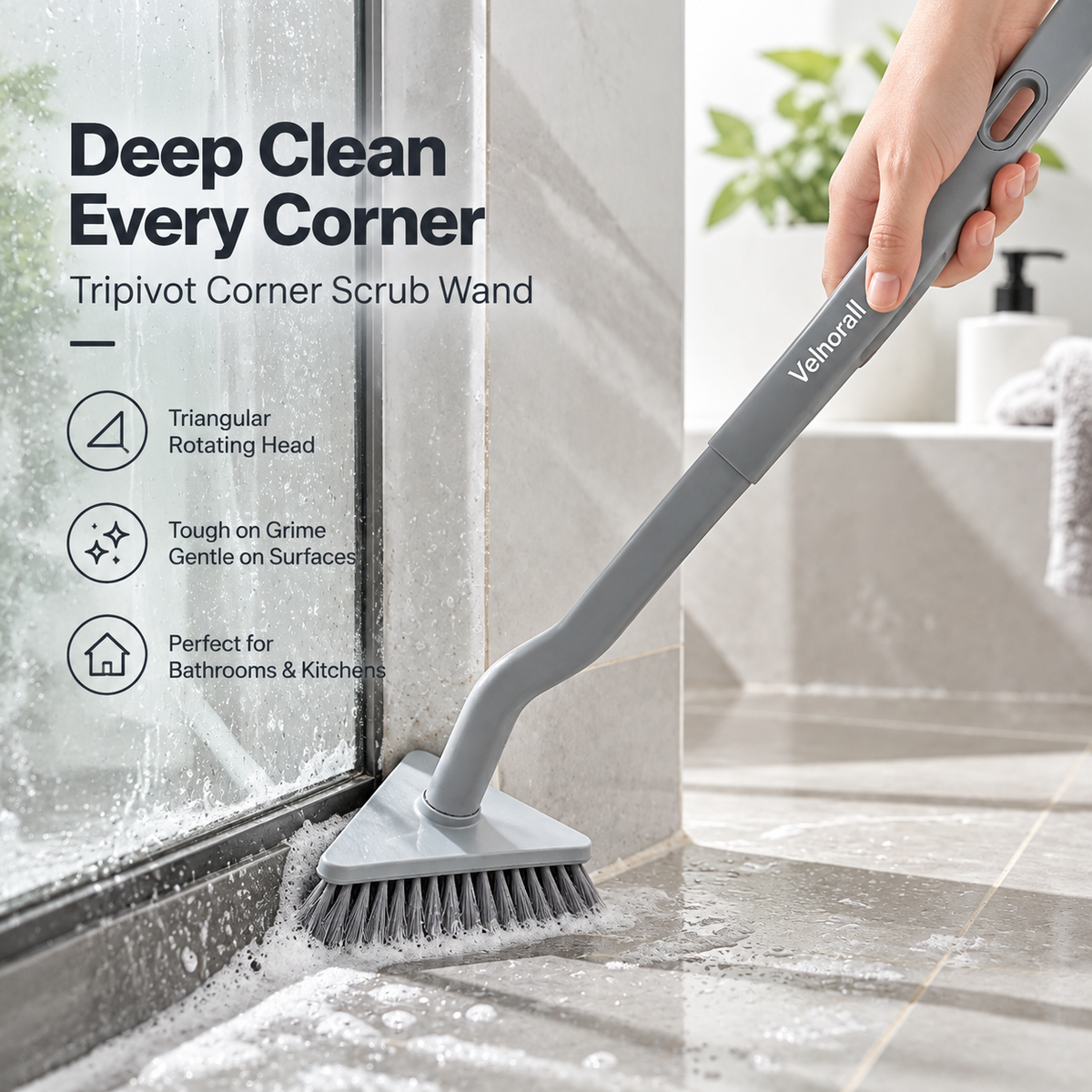 Velnorall™ TriPivot Corner Scrub Wand