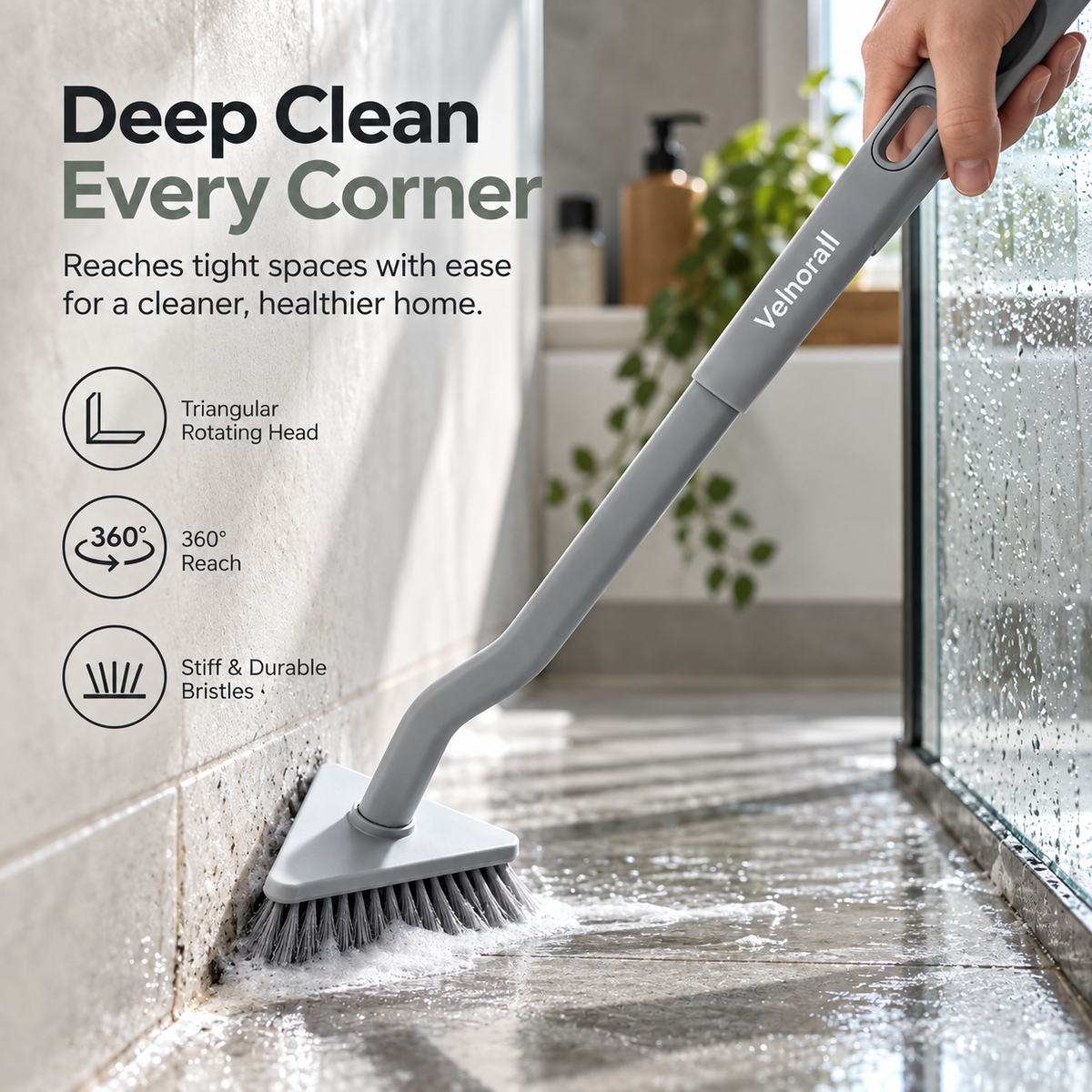 Velnorall™ TriPivot Corner Scrub Wand